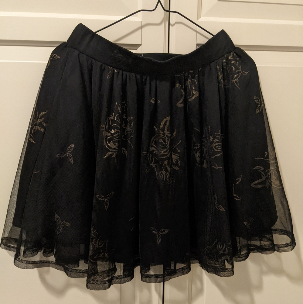 Material girl metallic floral skirt
